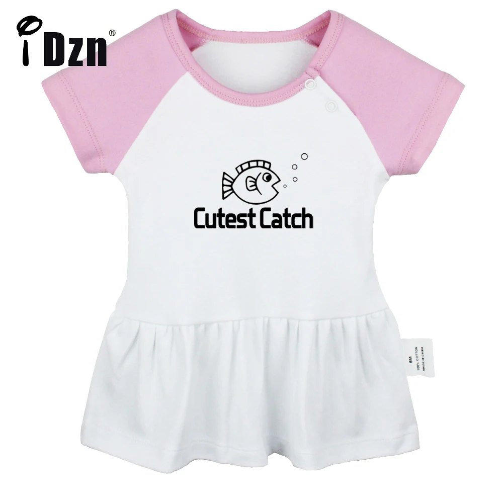 

iDzn Summer NEW Catch Cutest Little Fish Baby Girls Cute Short Sleeve Dress Infant Pleated Dress Soft Cotton Dresses Clothes