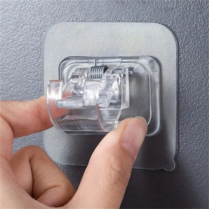 Description Picture 3 of item2/4pcs Nail-Free Adjustable Curtain Rod Holder Clamp Hook Rod Bracket Holders Adhesive Wall Curtain Fixed Clip Hanging Rack Hook