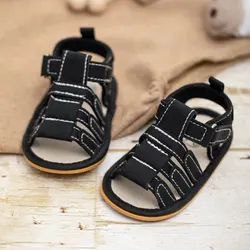 Meckior Summer Infant Non-Slip Rubber Sole Casual Sandals - 12-18 months (Black)