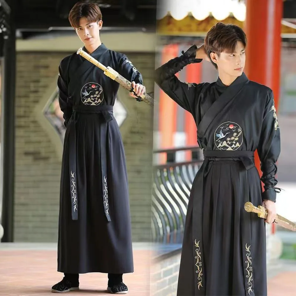 New Year Adult Men Women Ancient Chinese National Hanfu Festival Stage Performance Folk Dance Dress Couple Halloween Costume