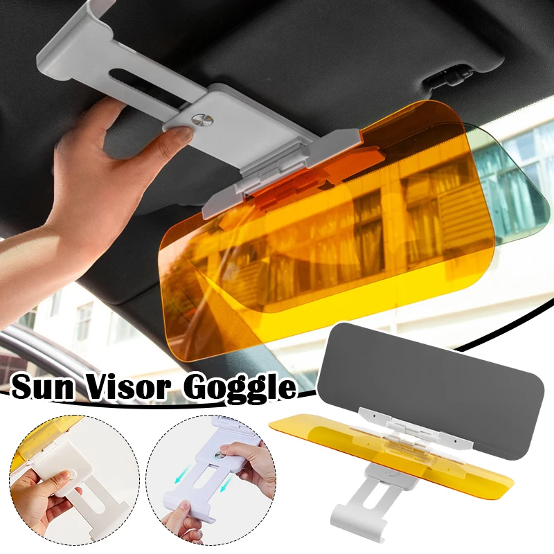 2 IN 1 Car Sun Visor HD Anti Sunlight Dazzling Goggle Day Night Vision Driving Mirror UV Fold Flip Down View Interior Mirrors