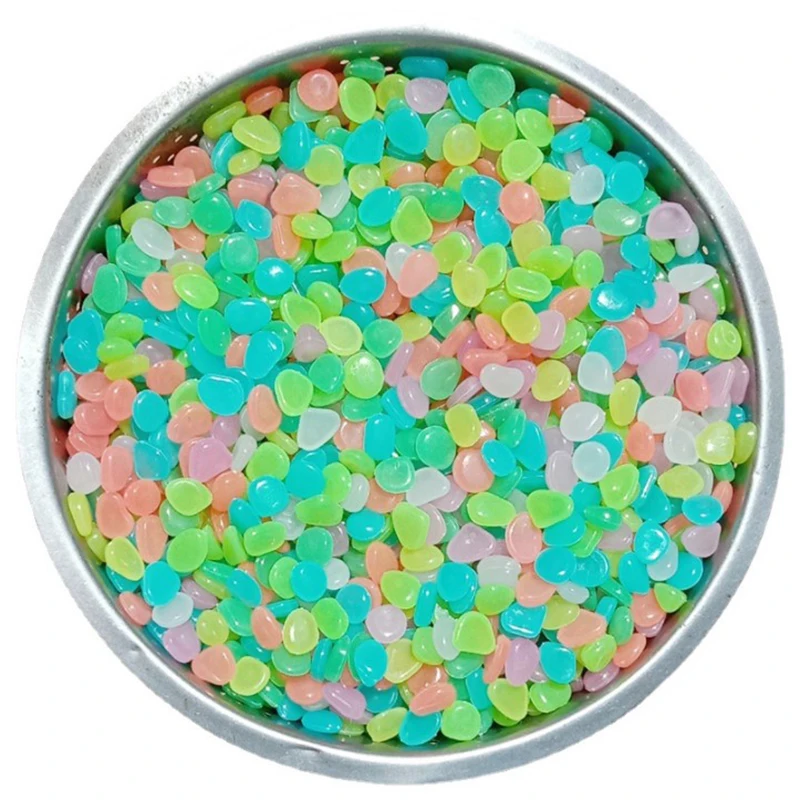 Glow Stones 100Pcs/Bag Mixed Color Outdoor Luminous Stones Glow In Dark Garden Pebbles Fish Tank Decoration