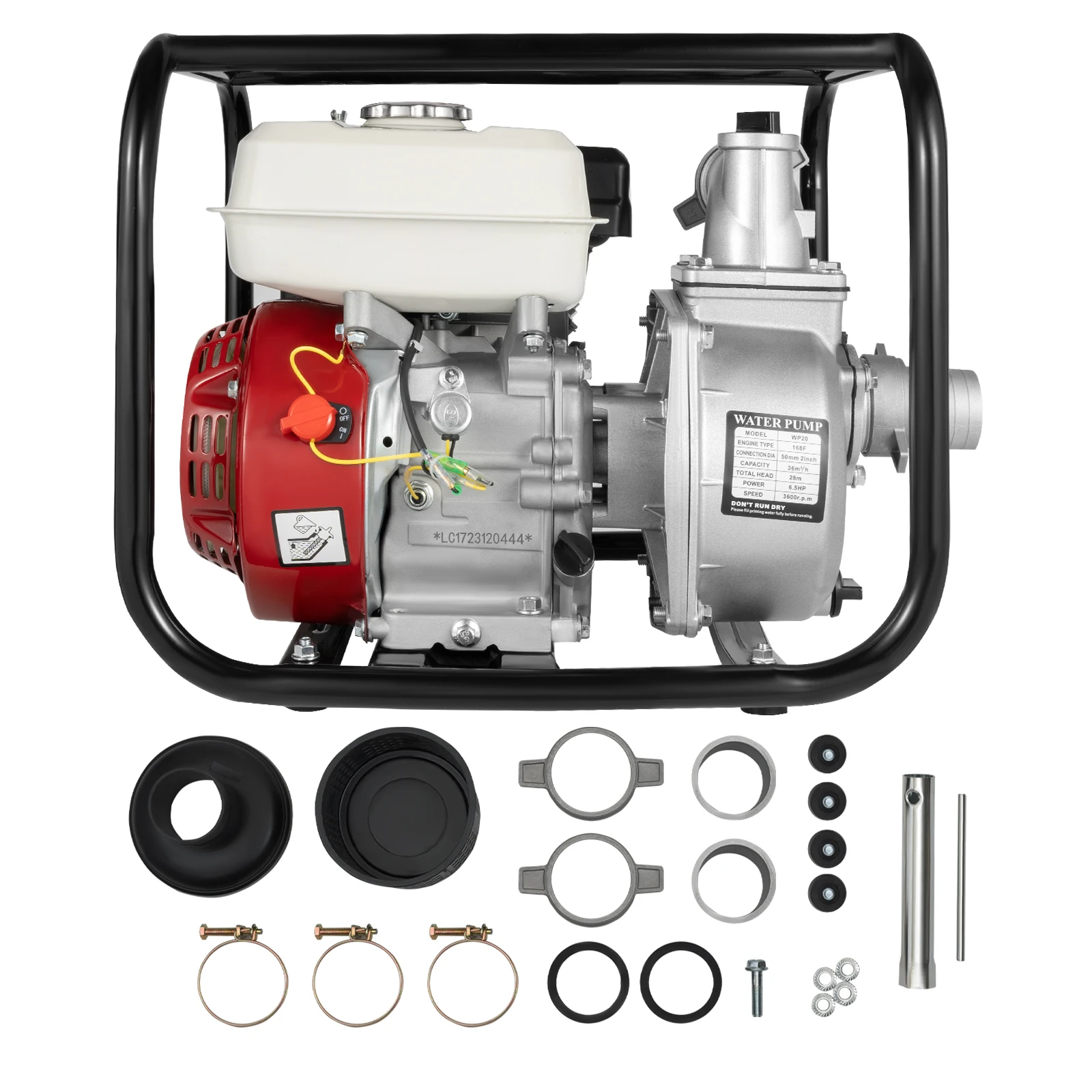 6.5HP Gasoline Water Pump, 210CC 4-Stroke OHV Engine Water Transfer Pump, 2-inch Irrigation Pump 3600RPM 36m³/h Flow 92FT Lift — Voltage: Water Pump / Plug Type: CN