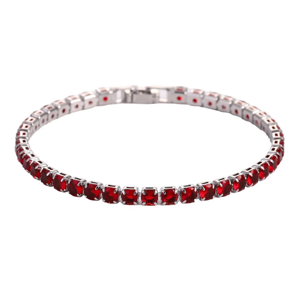 Sparkling Multicolor Tennis Bracelet with White Gold Plated Chain