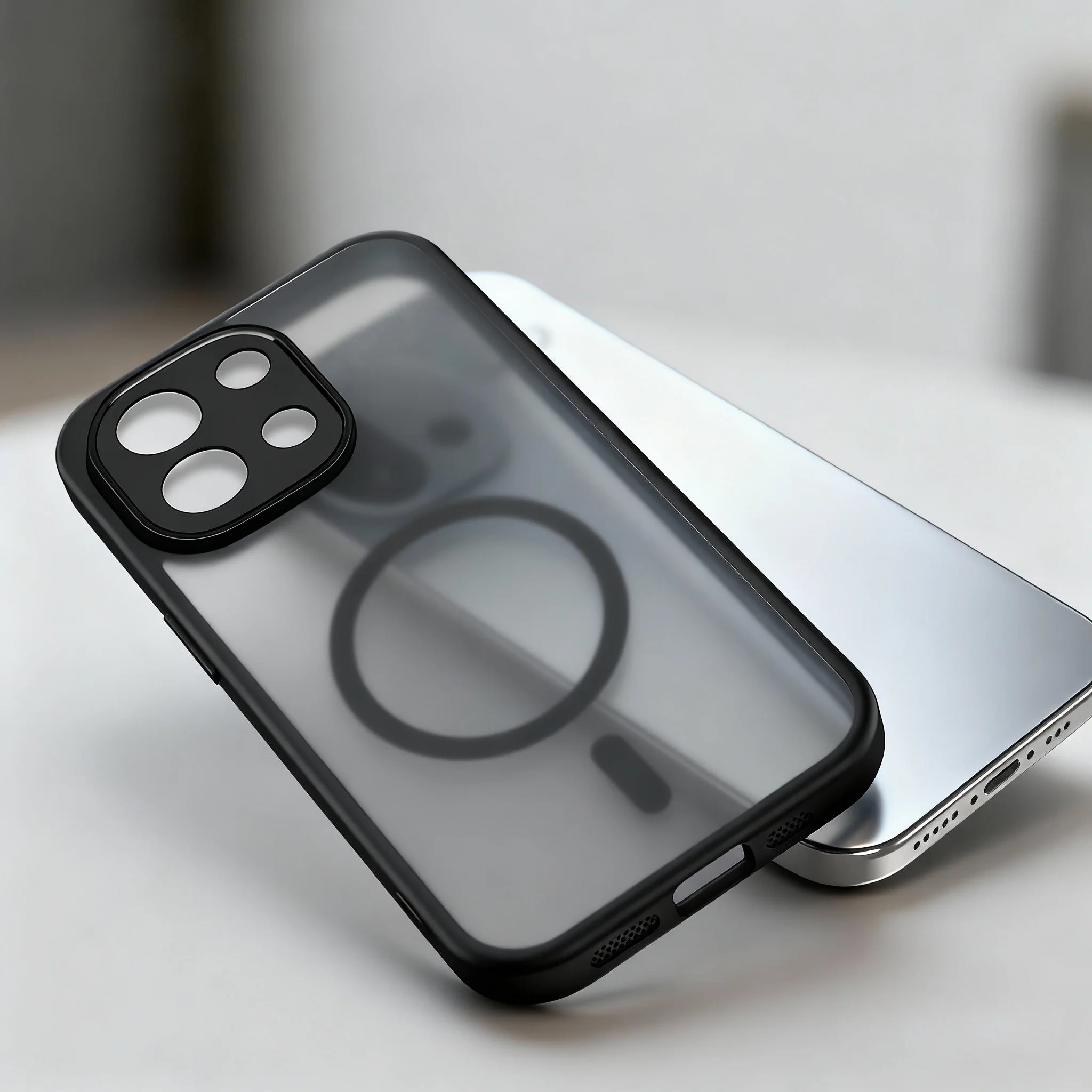 Matte Magnetic Wireless Charging Case with Shockproof Protection