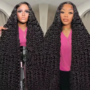 Deep Wave Wigs Human Hair 13x4 HD Transparent Lace 13x6 Full Frontal Wigs Natural color Curly Wigs For Women 220% Density 1