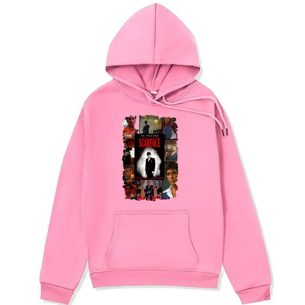 Vintage Movie Scarface Look At Me Hoodie Male Al Pacino Tony Montana Double Sided Print Sweatshirt Fashion Oversized Hoodies Men