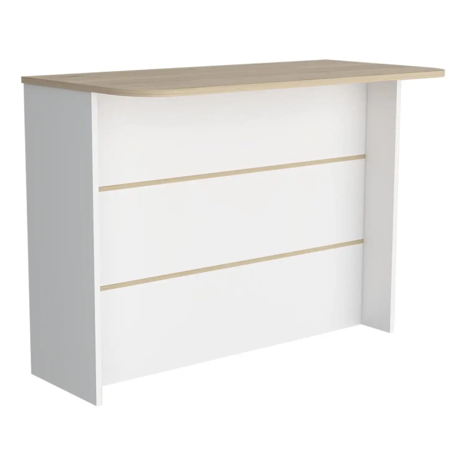Fendi Kitchen Island with Ample Workstation and 2-Tier Shelf White / Light Pine