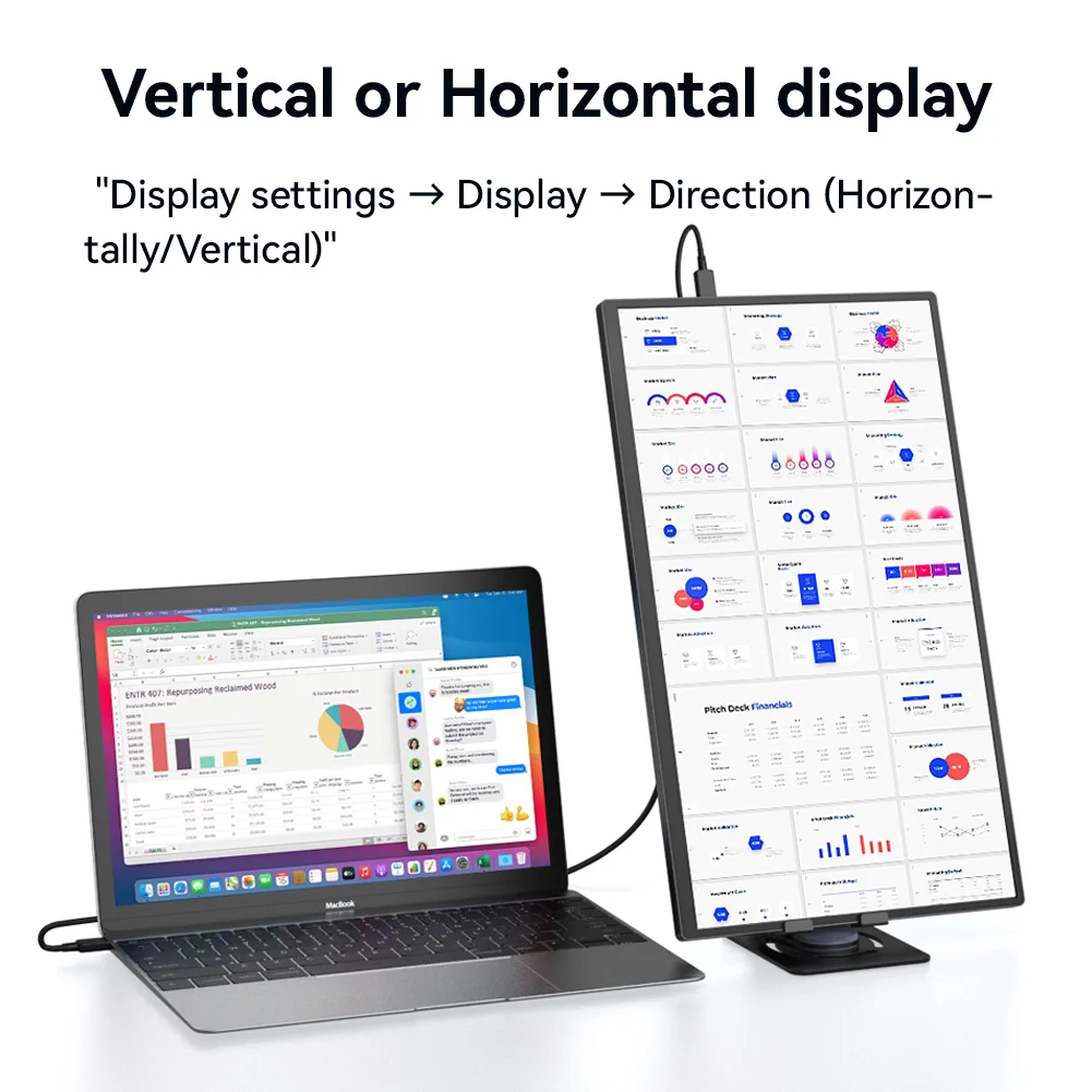 Portable Monitor Touch Gaming 18.5 inch SRGB FHD 60Hz External Display Screen For Cell Phone Laptop PC XBox PS4/5 Switch