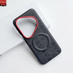 Magnetic Leather Drop - Proof Case with Triangular Texture Design for HUAWEI Pura 90S Pro (Black)