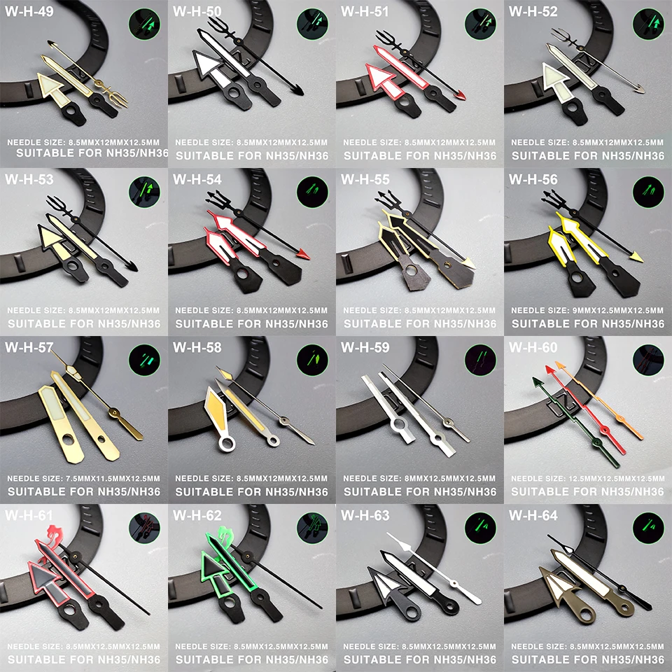 

SUB/Date just Watch Hands Watch Needles Green Luminous Suitable For NH35/NH36/4r Movement Watch Modification Accessories