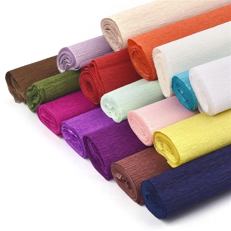 Craft Paper 50x250cm Colored Wrinkled Paper Roll Crinkled Crepe DIY Flowers Decoration Gift Wrapping