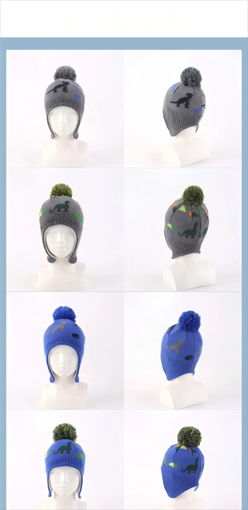 1pc Gestrickte Baby Hut Winter Warme Jungen Mädchen Dinosaurier Beanie Fleece Futter Kleinkind Kinder Hut mit Pompom – Detail 2