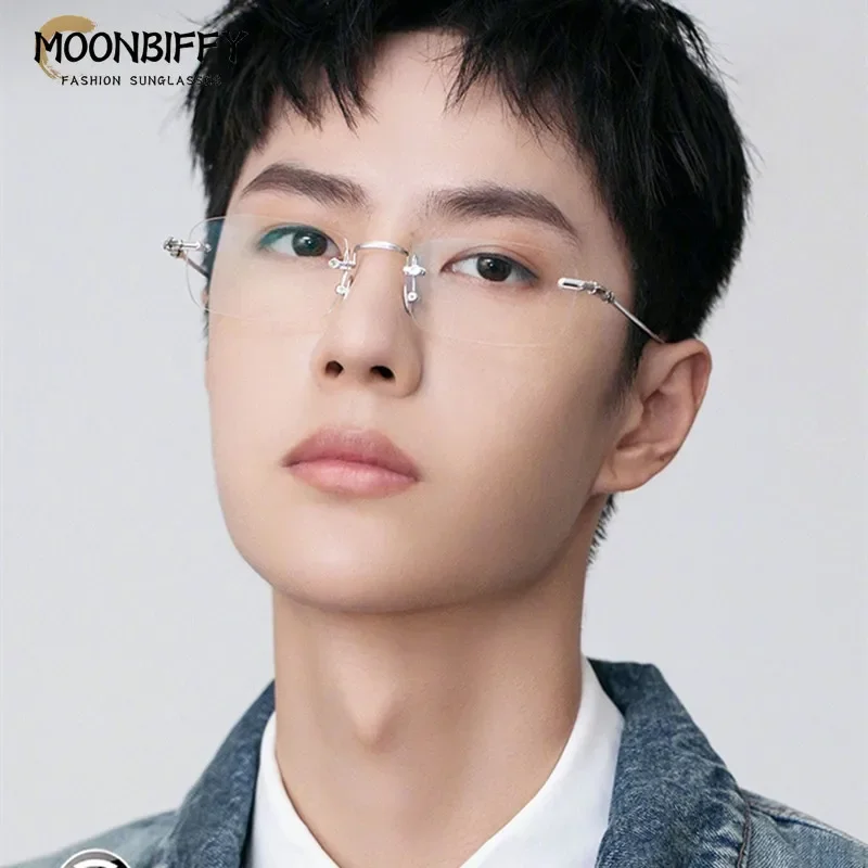 Unisex Fashion  Anti Blue Light Glasses Clear Glasses Computer Glasses WYB Style Rimless Eyeglasses Plain Eyewear Face Decor