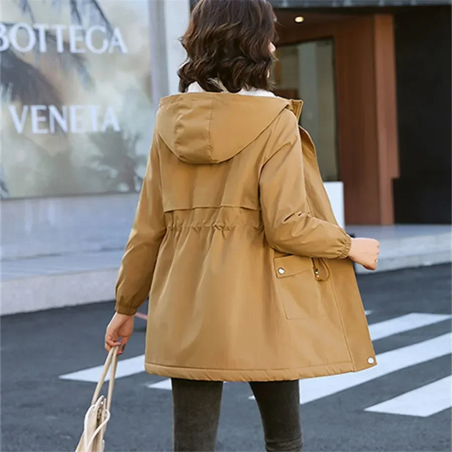 Veste De Pluie Longue Femme Doublée Polaire - Imperméable, Coupe-vent, Capuche, Pour Randonnée, Travail, Hiver