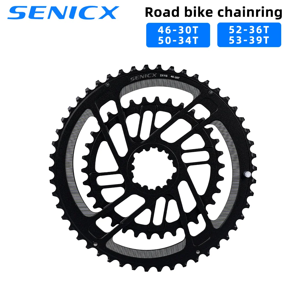 Senicx-バイクチェーンリング、46-30/50-34/52-36-39t、2x9 10 11 12 