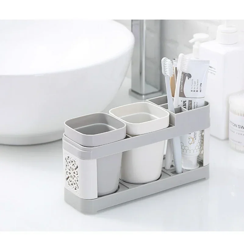 Electric Toothbrush Organizer Holder Thicken Bottom Independent Grids Sturdy Simple Water Draining Toothbrush Toothpaste Stand