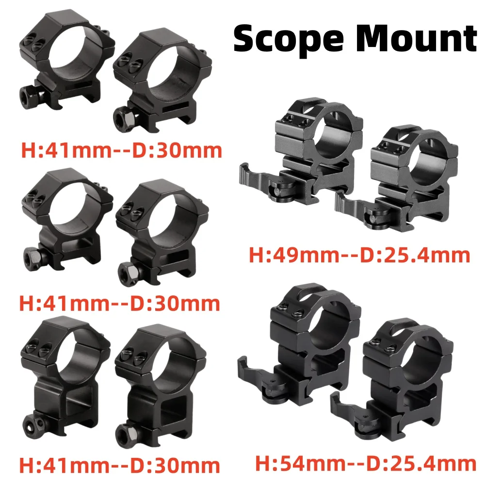 사냥 소총 손전등 거치대 광학 브래킷, 스코프 링 홀 마운트 토치, rmr 레드 도트 조준기 마운트 홀더, 25.4mm, 30mm, 2 개 
