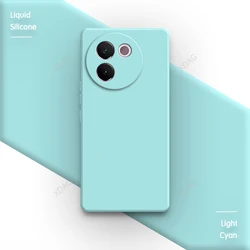 Liquid Silicone Shockproof Phone Case with Lens Protection - Fashionable Soft Back Cover for VIVO V30e (Light Cyan)