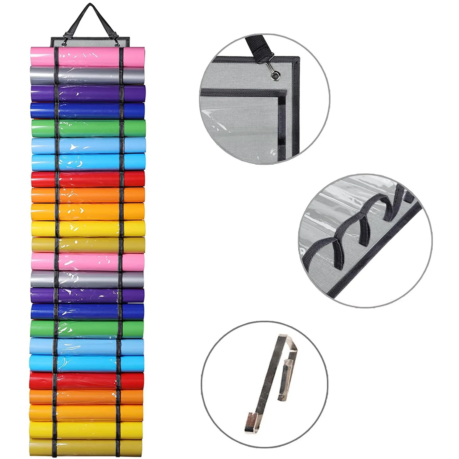 

Новинка 2024, подвесная виниловая стойка для хранения с 24 роликовыми отсеками, подвесной органайзер для хранения