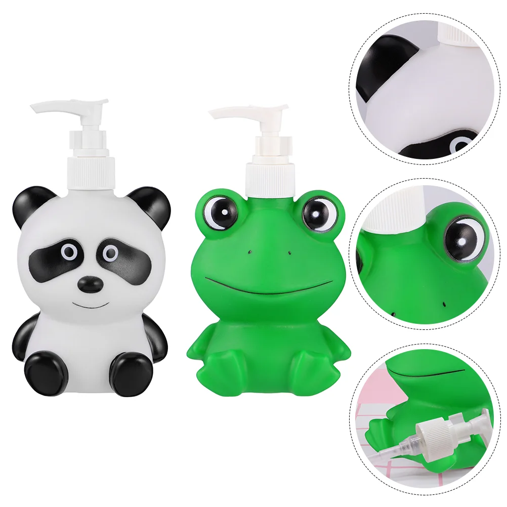 

2pcs Cartoon Liquid Empty Bottles Soap Dispensers Press Type Shampoo Bottles