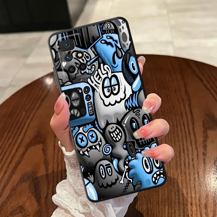 Black Soft Phone Cover Case with Graffiti Design