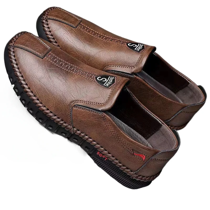 

2023 Autumn Brand Men's Casual Shoes Fashion Comfortable Leather Shoes for Men Soft Bottom Business Leather Slip-on Flat Shoes