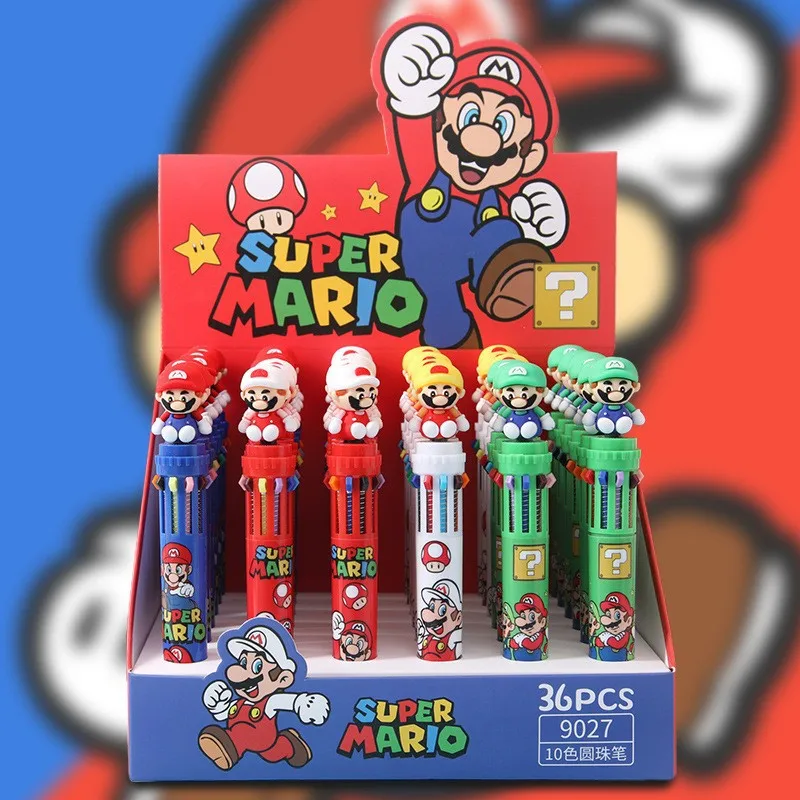 Ballpoint Pen 36 Pcs Cartoon Disney Mickey Doll 10-colors Ballpoint Pen Student Supplies Stationery