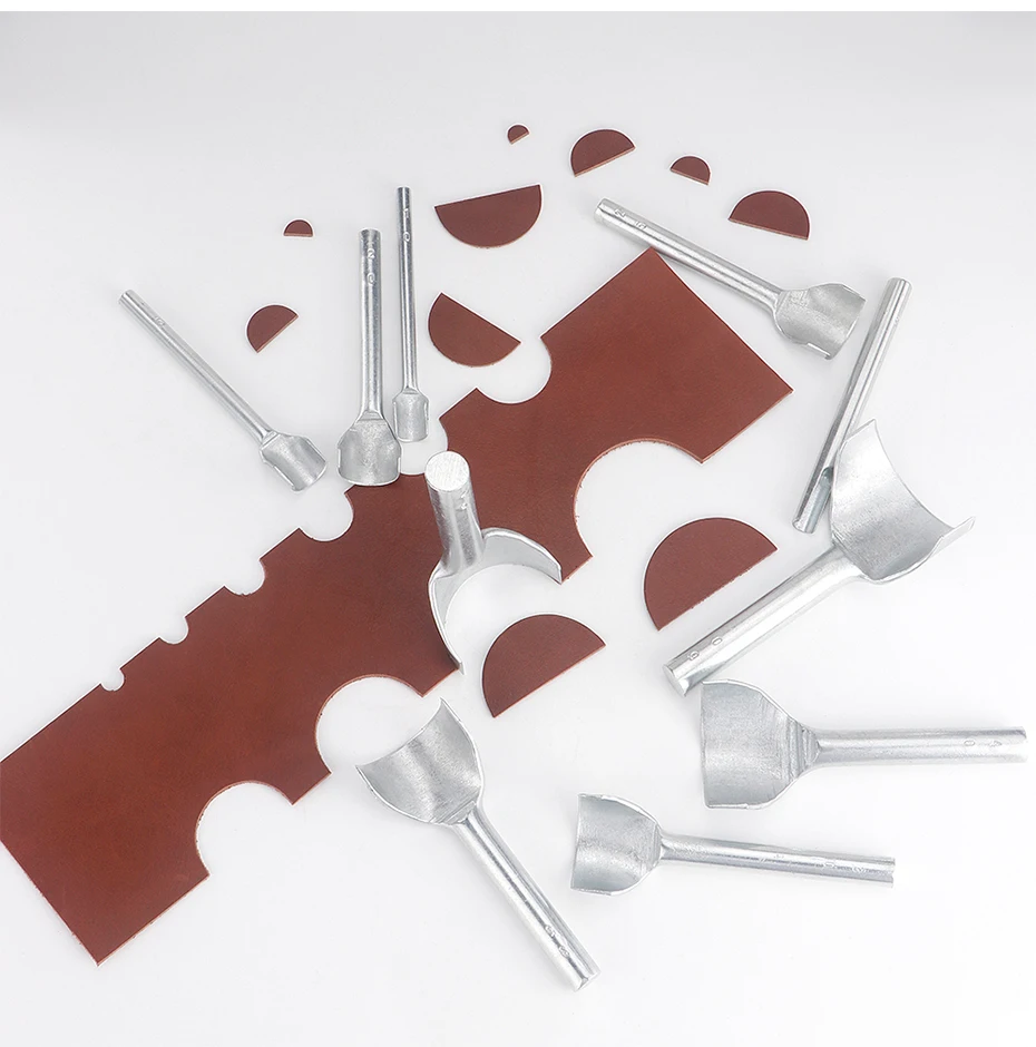 Qjh 3 pcs halbrunder Stempel Leder Locher Leder Handwerk, 10 Größe Leder Cutter Punch, Gürtel Brieftasche Ende Handwerk Stanz werkzeug 8-50mm – Detail 3