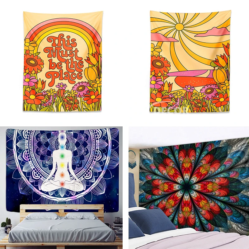 

Landscape Buddha Tapestry Dormitory Hoom Decoration Beautiful Mandala Wall Hanging Bedroom Curtain Tapestry Living Room Decor