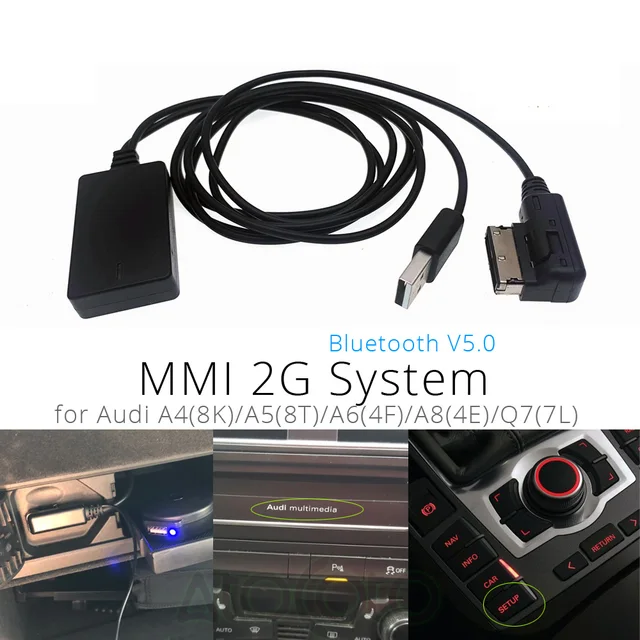 Vhbw Adaptateur Bluetooth USB, MMI-AMI 2G compatible avec Audi A1, A3, A4,  A5, A6, A8, Q5, Q7, TT