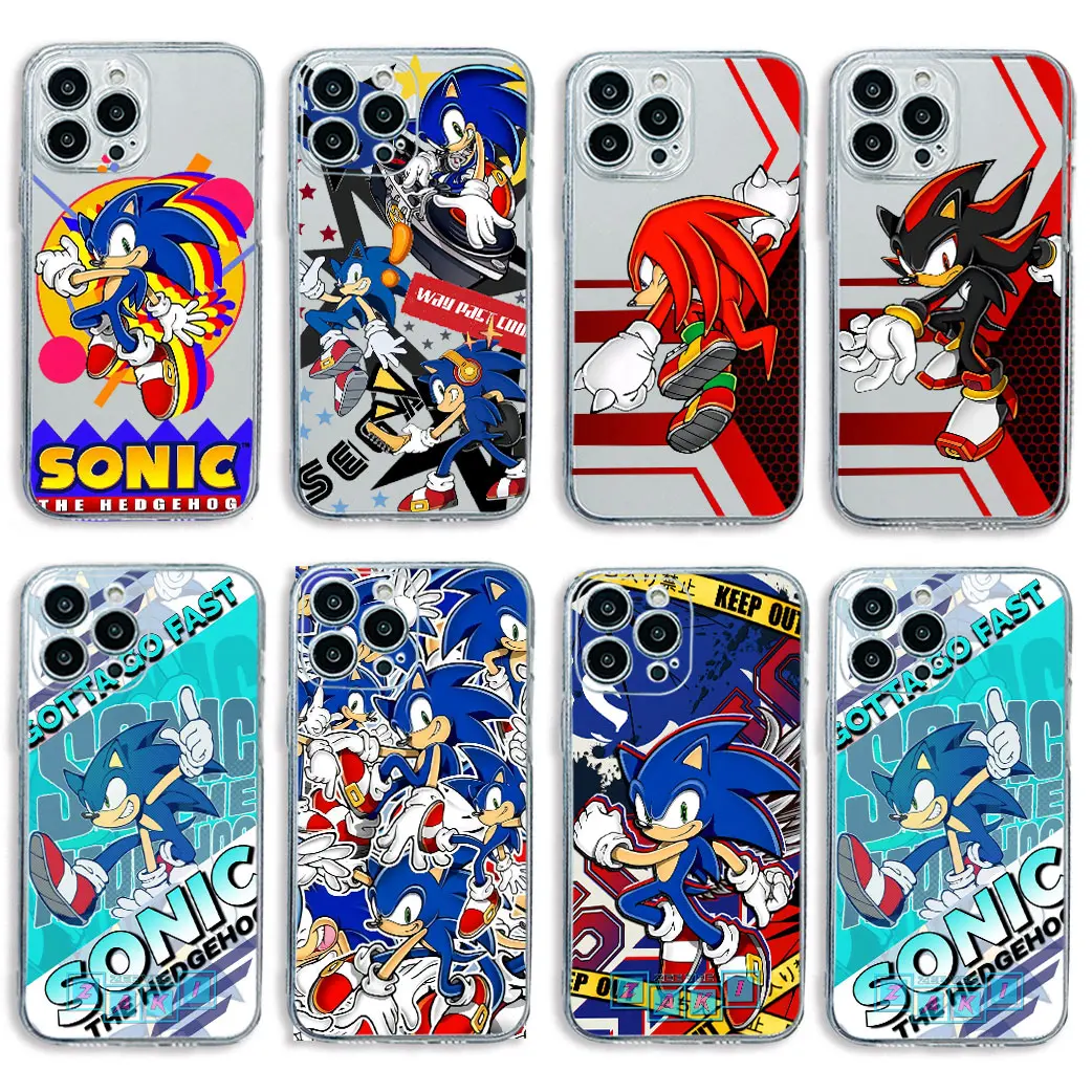 

Cuta Phone Case For iPhone 15 14 13 12 11 Mini Pro Max X XR XSMax 6S 6 7 8 Plus SE20 Transparent Sonics H-Hedgehogs Cover