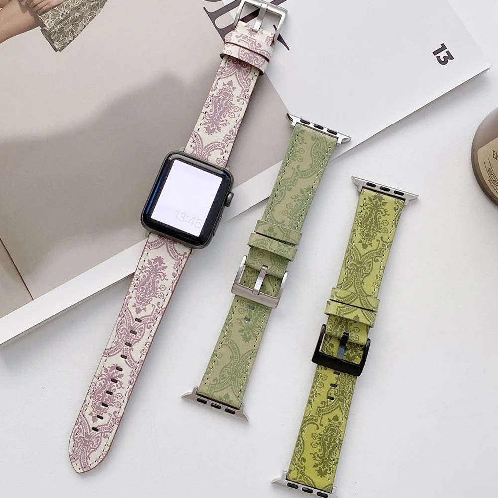 Leather Strap For Apple Watch Bands Designer Luxury Series SE 7 6 5 4 3 Famous Brand Watchbands