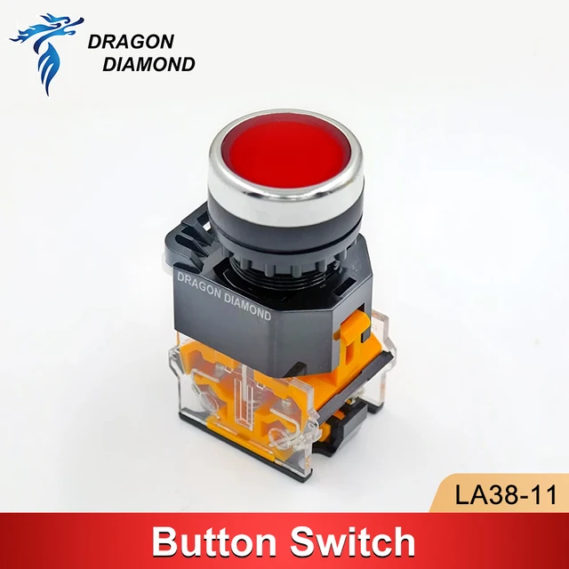 Button Switch LA38-11 Laser Mechanical parts For CO2 Laser Machine Flat head Push button switch 1NO 1NC Momentary Push button 1
