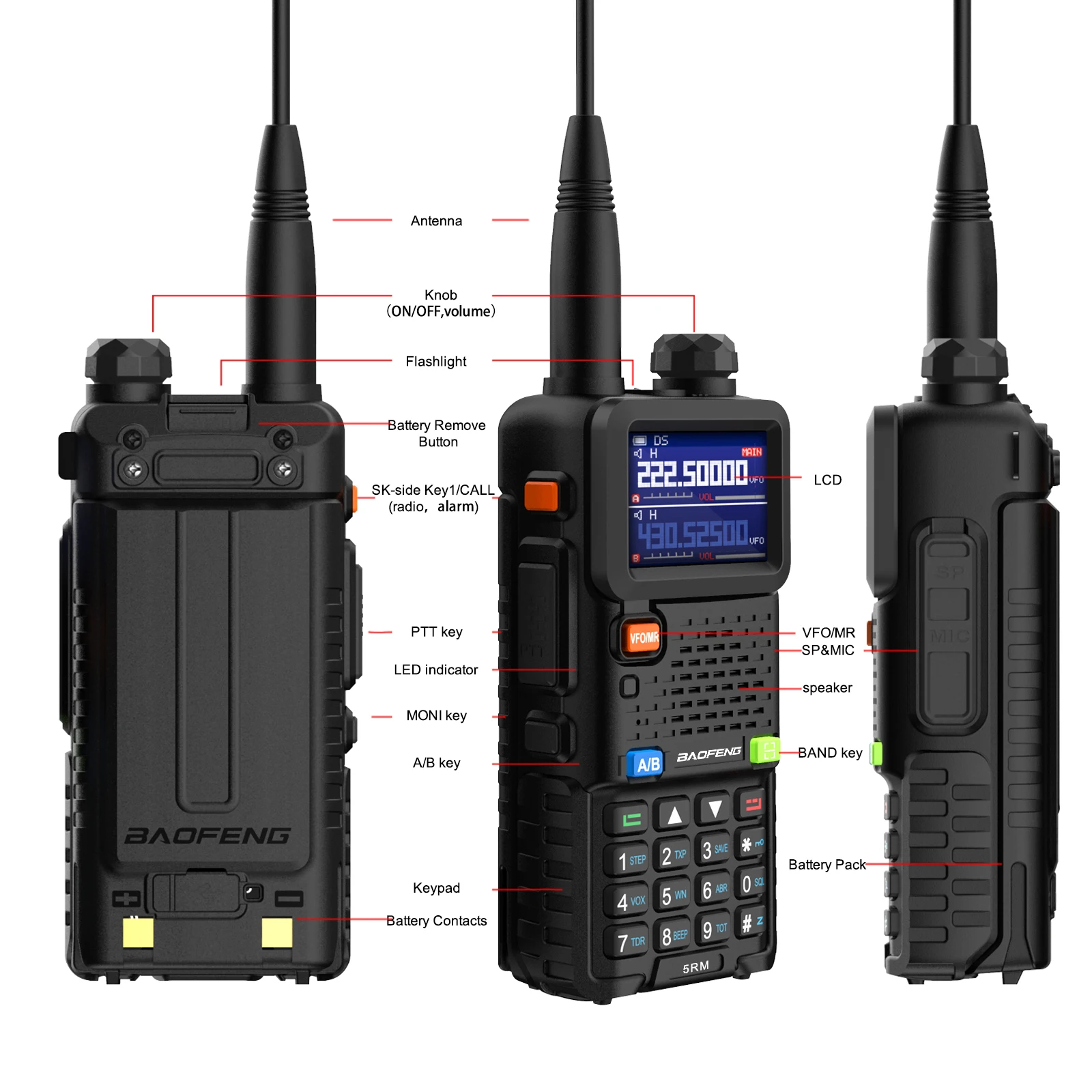 New Baofeng 5RM 8W Type-C Charging Multi Band  Walkie Talkie AM/FM  2500mAh 999CH Two Way Radio UV-5RH Pro 4