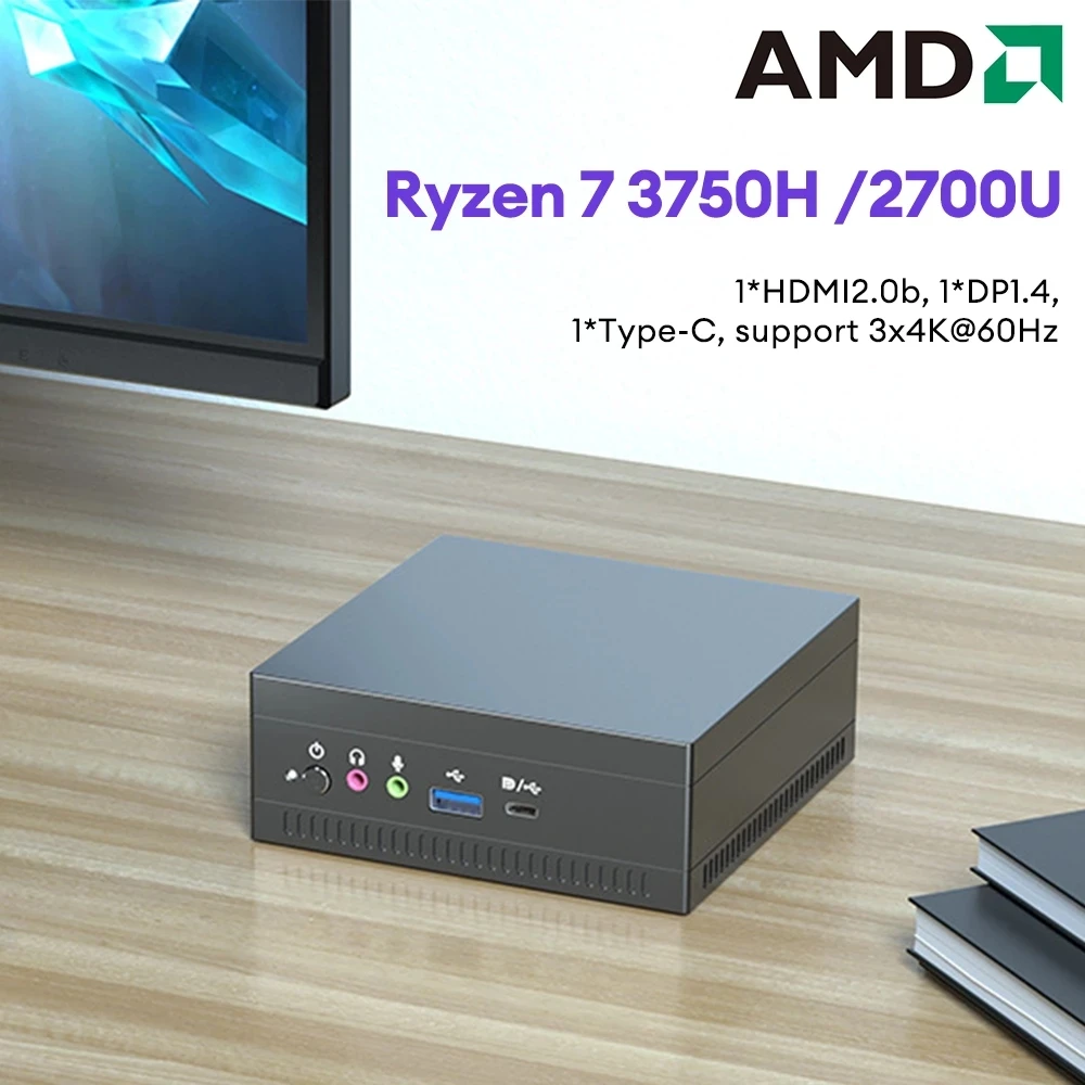 

Topton AMD NUC Mini PC Ryzen 7 4800U 3750H 2*DDR4 NVMe SSD Windows 11 Desktop Computer Radeon RX Vega 10 Graphics HDMI DP Type-C