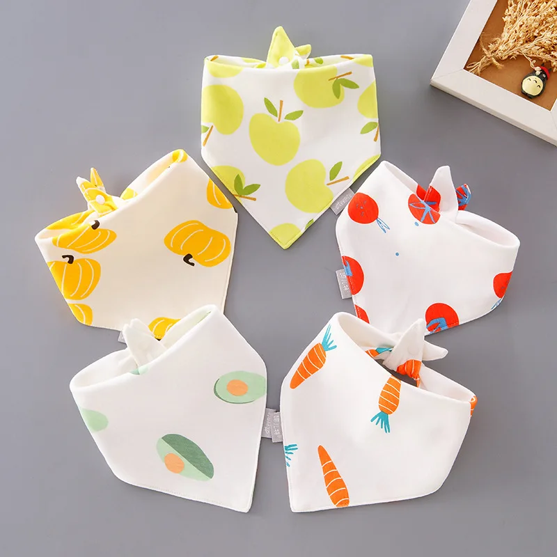 5 In 1 Newborn Baby Cotton Wool Triangle Bibs For Kid Feeding Neonate Saliva Spitting Towel Boy And Girl  All-season Universal