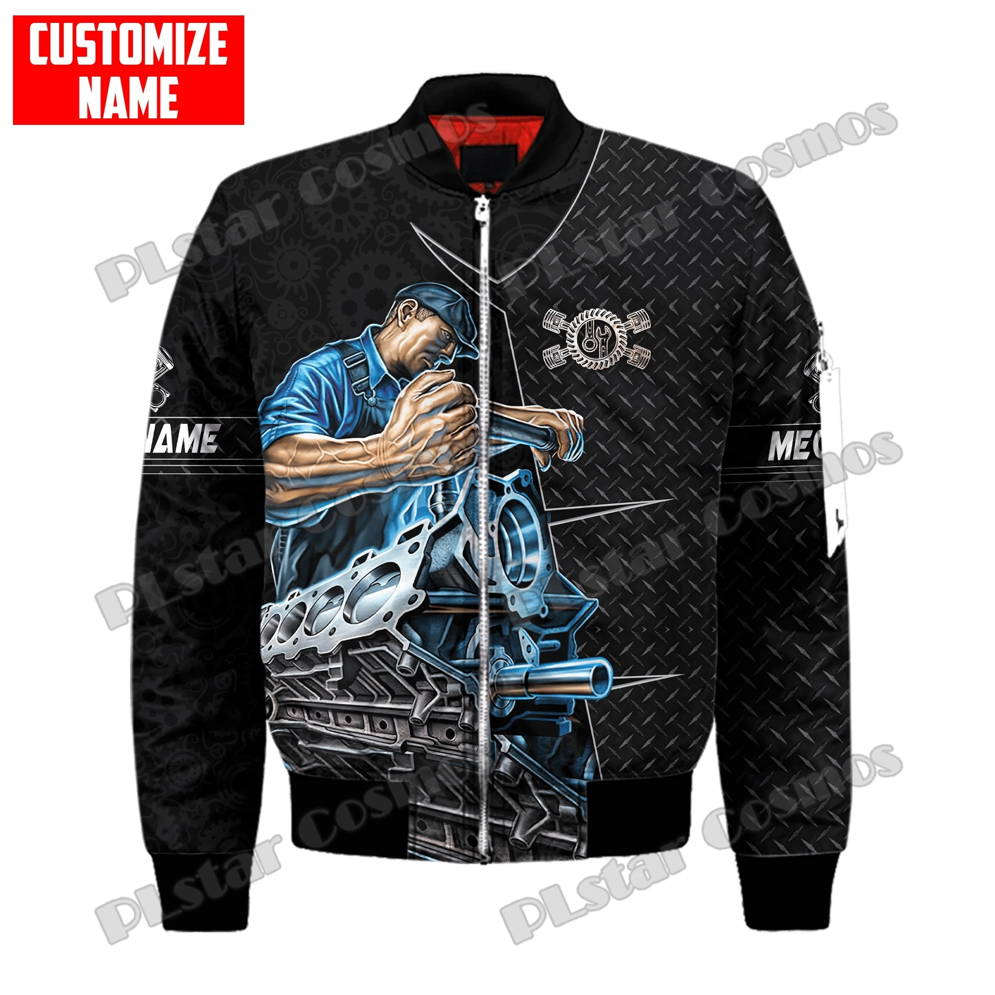 Benutzerdefinierte Name Mechaniker Schädel Werkzeug Metall 3D Gedruckt männer Bomber Jacke Winter Unisex Casual Warme Dicke Zipper Jacke Mantel FX-24 – Detail 10