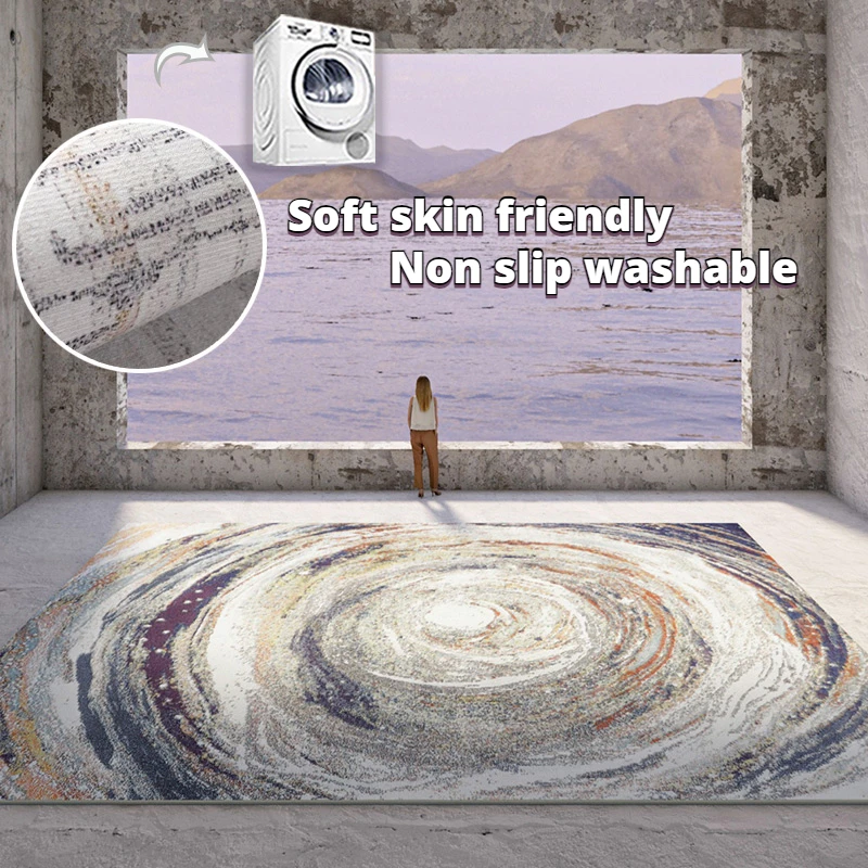 

Purple Abstract Art Large Rugs for Living Room Bedroom Bedside Area Decorative Carpet Light Luxury Lounge Rug Washable Floor Mat