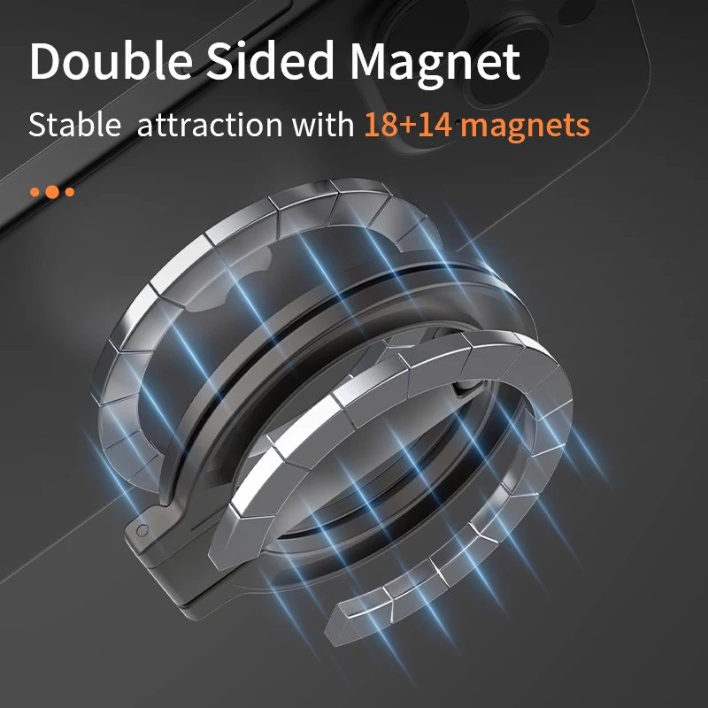 Double Magnetic Mobile Phone Ring Holder Compatible with iPhone 16 15 14 13 12 Series MagSafe Removable Cellphone Grip Kickstand