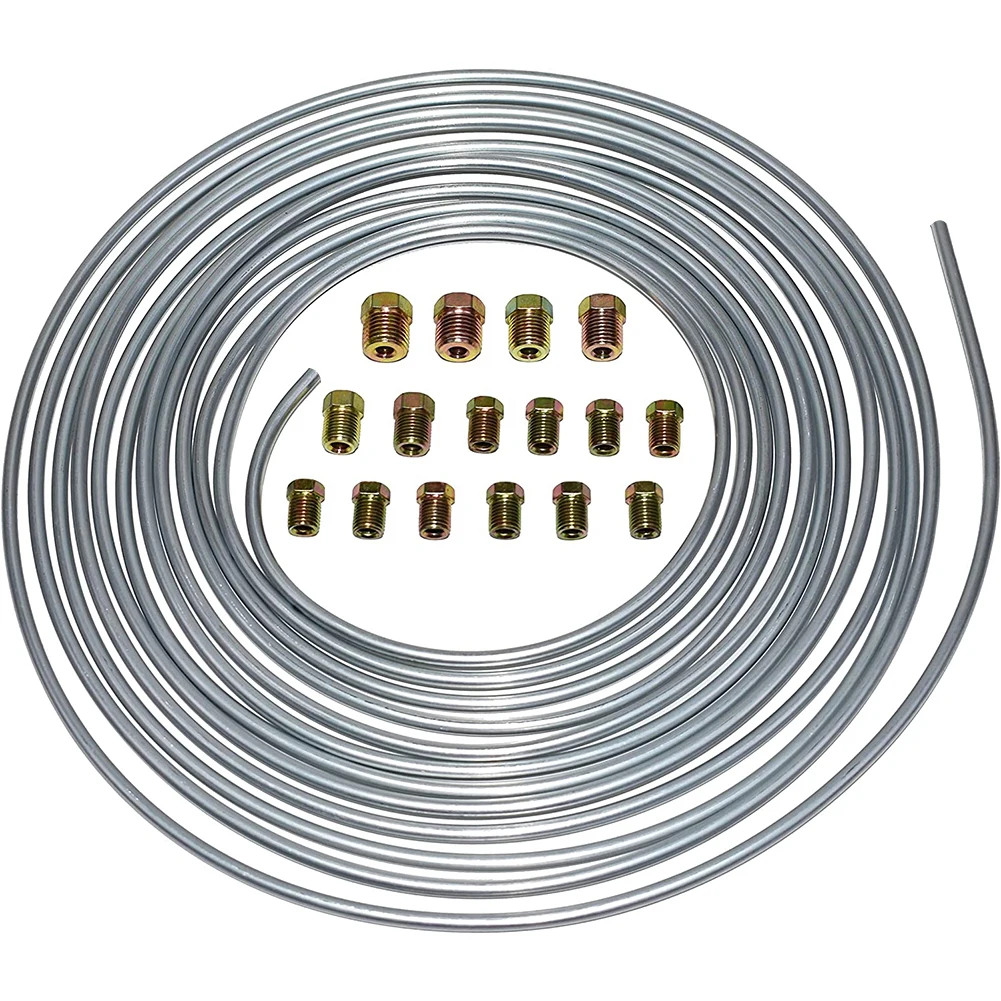 

Автомобильная Катушка для тормозной трубки, 25 футов, 7,62 м, 3/16 дюйма, тормозной шланг для медной и никелевой тормозной трубки, тройная трубка, антикоррозийная, с 16 трубчатыми гайками