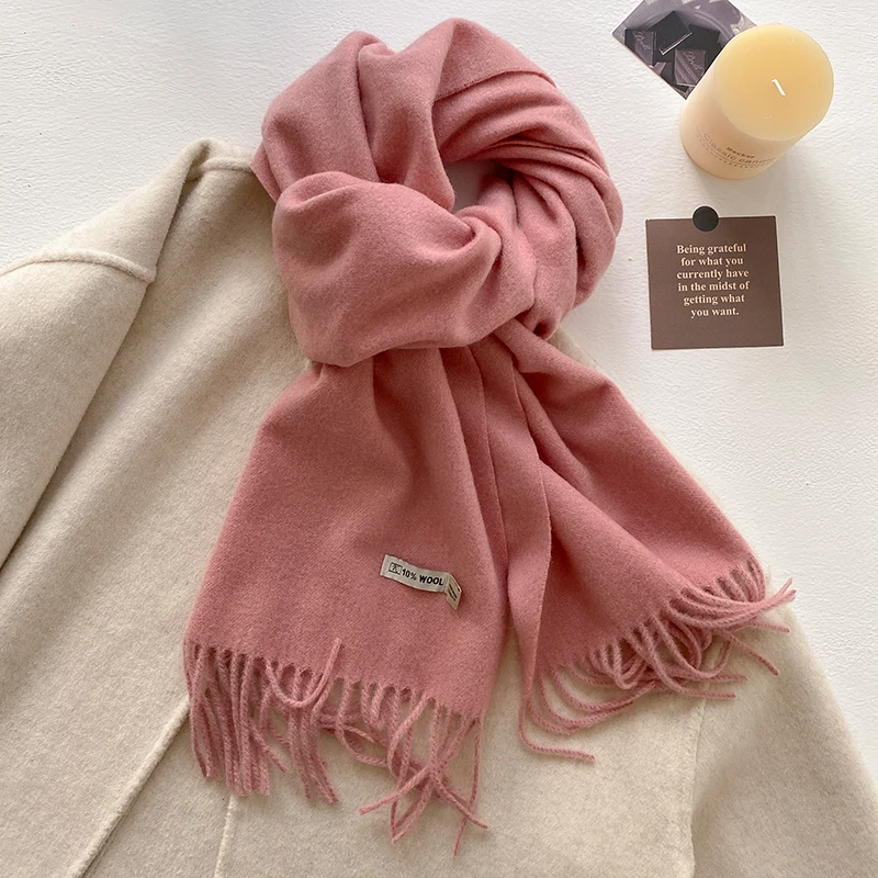 2025 New Women's Winter Wool Scarf - Long Warm Cashmere-Like Solid Pashmina Shawl Wrap Hijab Bandana & Head Scarf