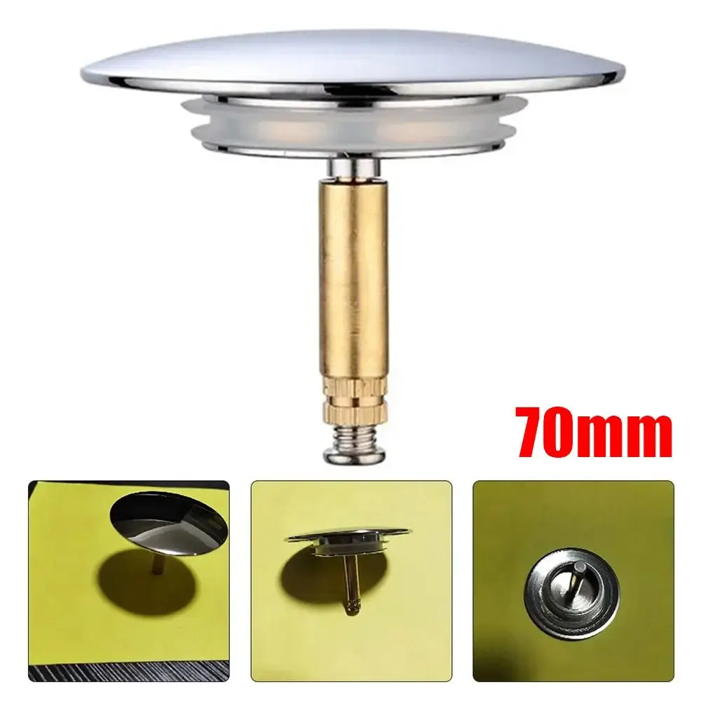 shower water stopper silicone drain stopper drain stopper basin drain stopper hair catcher stopper drain pipe plug bathroom sink plug washbasin drain plug Durable Pop Up Waste Stopper Bathtub Plug 1Pcs Only Flat Seal Brass Bath Stopper 70mm Adjustable Bathroom Tub Drain Filter