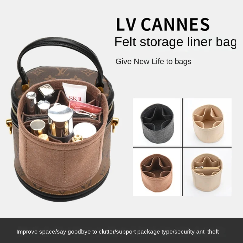 For LV Cannes Make up Organizer Felt Cloth Handbag Insert Bag Travel Inner  Purse Portable Cosmetic Bags