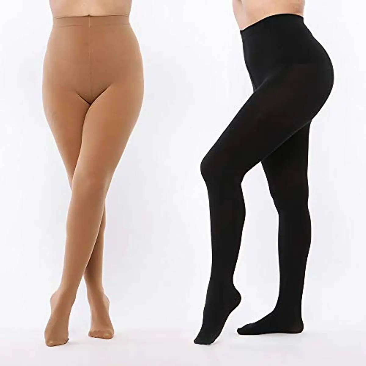 Plus Size Opaque Tights Control Top Pantyhose High Waist Tights for Women Compression Stockings Pantyhose Women 15-20mmHg