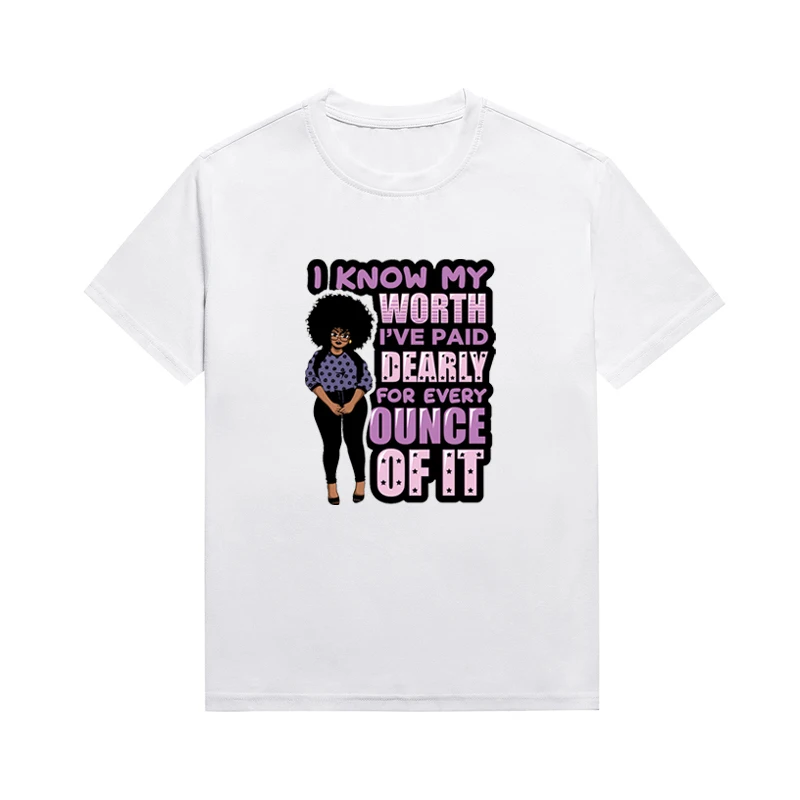 

Afro Melanin Female Tee Confident Slogan Y2K Top Aesthetic Clothing Basic Style Tees Custom T Shirt For Women