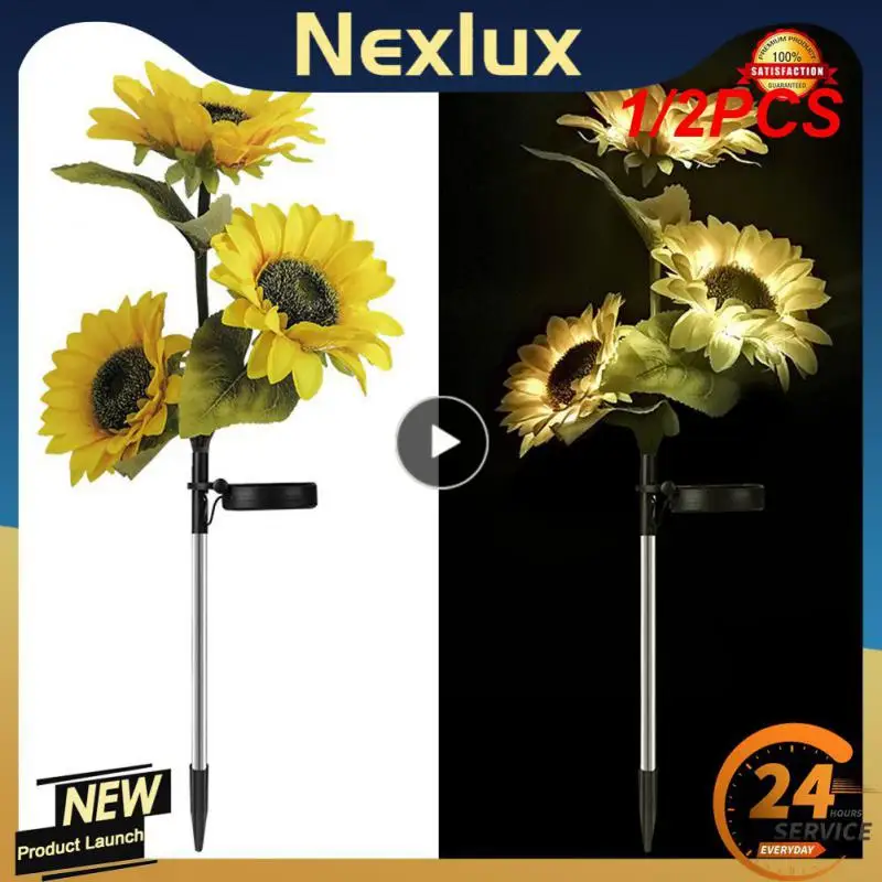 

1/2PCS 1-Sunflower Solar Lights Garden Outdoor Solar Led Lights Waterproof LED Solar Lamp For Garden Decoration Lawn Pathway