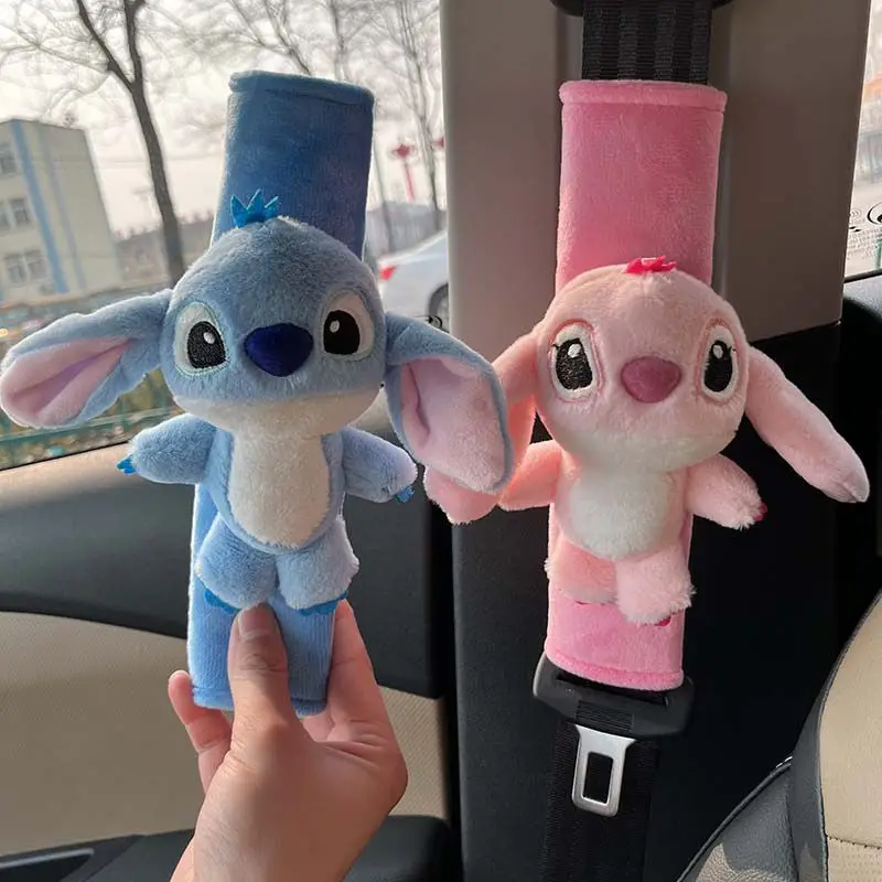 Stitch Angel New Cartoon Plush Doll Toy Car Decoration for Male and Female Couples Soft and Comfortable Seat Belt Shoulder Cover