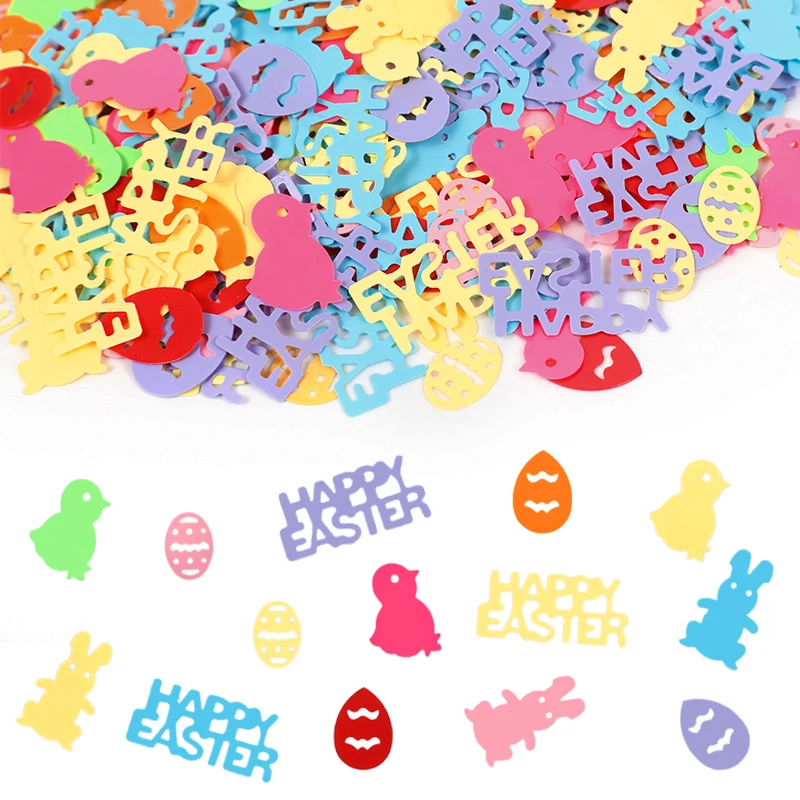 15g/bag Happy Easter Confetti Colorful Bunny Eggs Sequin Confetti 2025 Easter Party Table Scatter Decoration DIY Crafts Gift