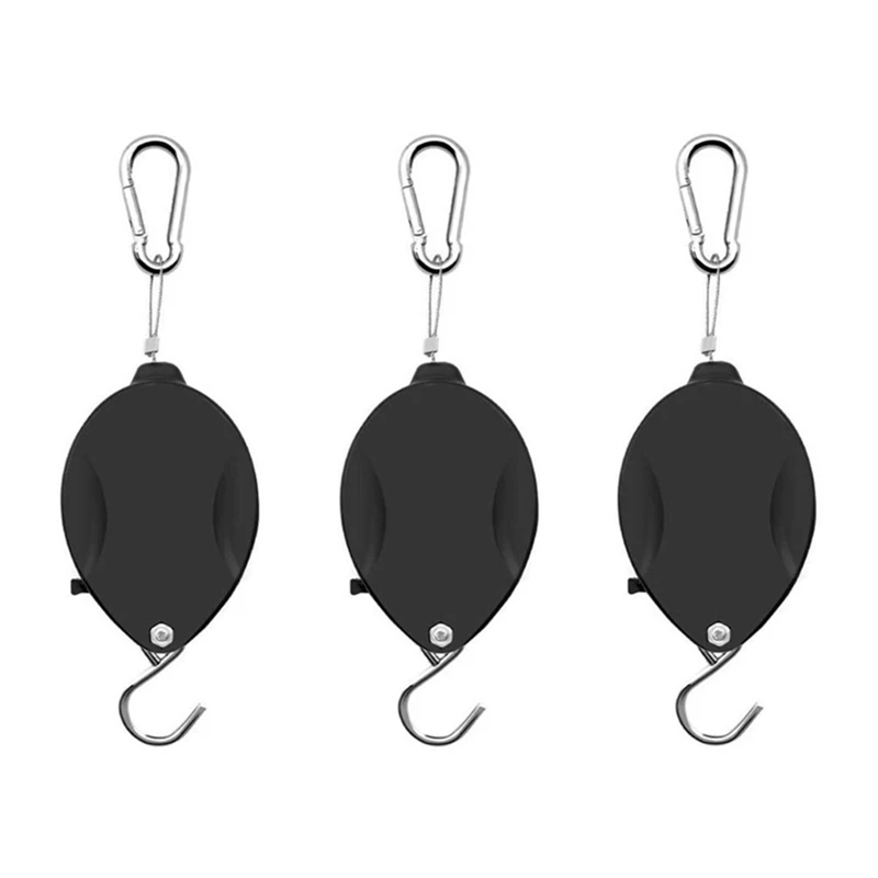 

3 Piece Retractable Plant Hanger Plant Pulleys Easy To Raise And Lower Heavy Duty Adjustable Hook For Hanging Plants